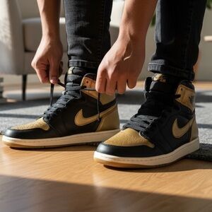 Jordan Men's Retro High OG Black and Gold